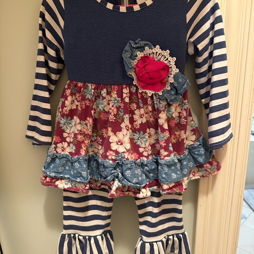 Floral Striped Kids 2 Piece Outfit
